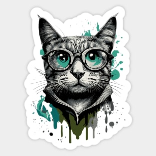 Cat with glasses - Cool Cat with sunglasses Sticker